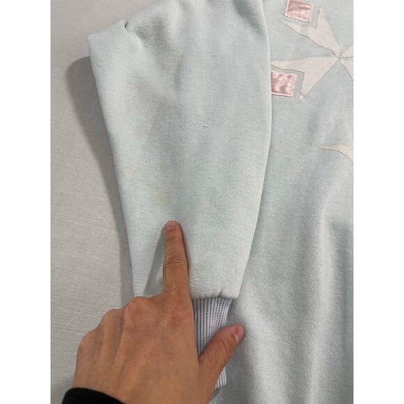 VTG 90s Women's Geometric Pattern Sweatshirt size L Blue Pink - Picture 5 of 8